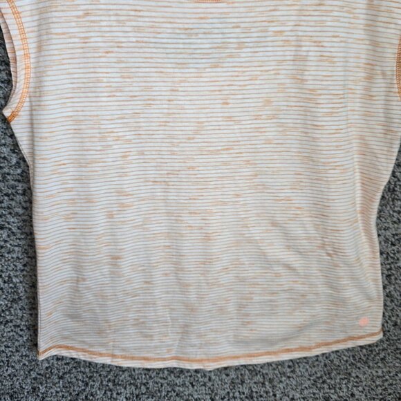 T by Talbots Top Womens Medium Orange Striped Cap Sleeve Cutout Casual Ladies - Picture 5 of 7